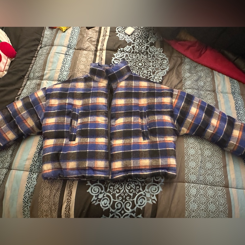 Urban Outfitters Blue and Orange Plaid Jacket